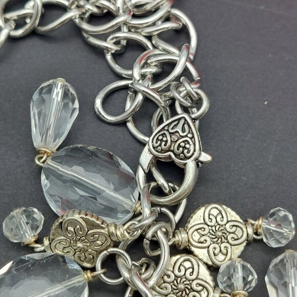 Chunky Chain 3" Large Key Pendant Necklace Dangle Crystal Beads Front Clasp 25" - Picture 6 of 9